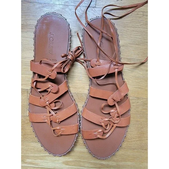 J. Crew Studded Gladiator Sandals  SIZE‎ 11 Brown Made In Italy
