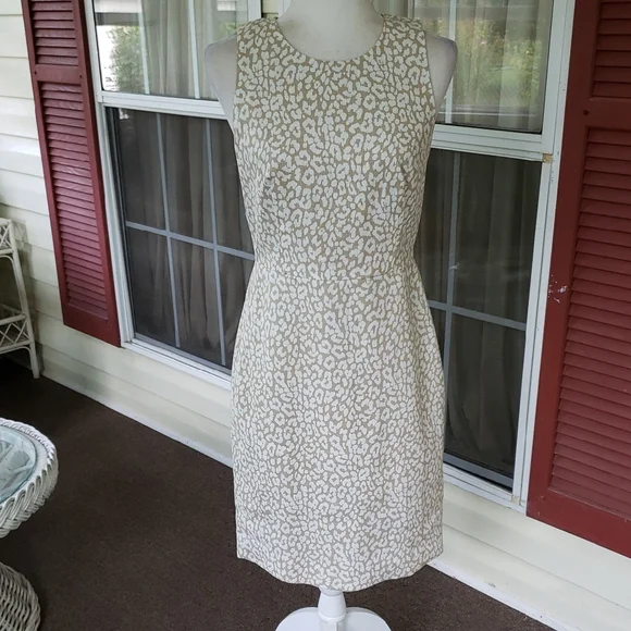 J. CREW Elegant Cream Leopard Sheath ‎ Print Dress