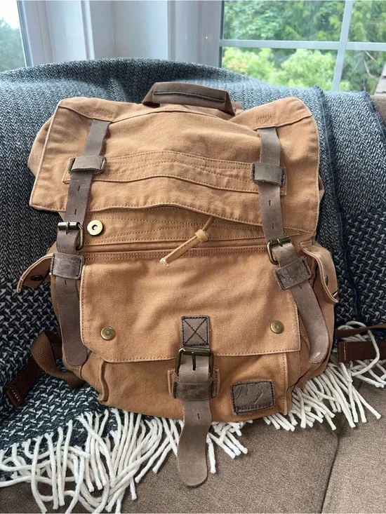 Vintage desertwolf Canvas Backpack in Tan - Casual Men’s Daypack