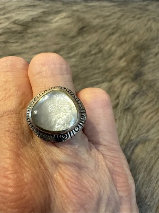 Silver Ring with Mother of Pearl Cabochon