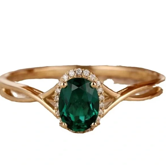Gold and Emerald Gemstone Ring - NEW - SIZE 6, 7, 8, or 9 Available