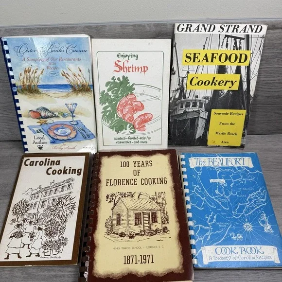 Vintage Carolina Seafood Community Cookbooks Lot 6 Outer Banks Beaufort SC NC