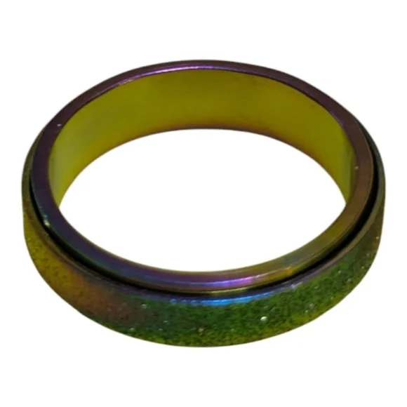 Iridescent Ring Sz 9   Shiny Unisex Women's A-036