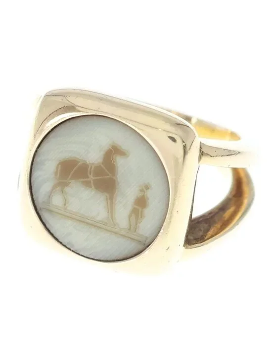 Hermes Bijouterie Fantaisie Corozo Ring Gold