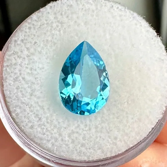✨ NEON 3.11ct Natural Swiss Blue Topaz 🌊 Faceted Pear