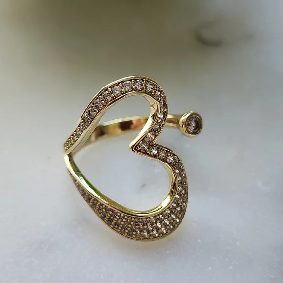 Elegant Gold Plated Heart Ring Size #6