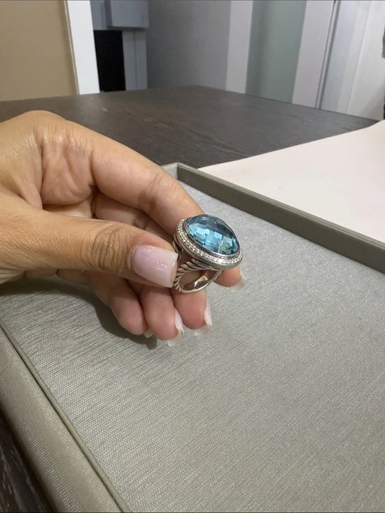Sterling Silver Blue Topaz Statement Ring David Yurman