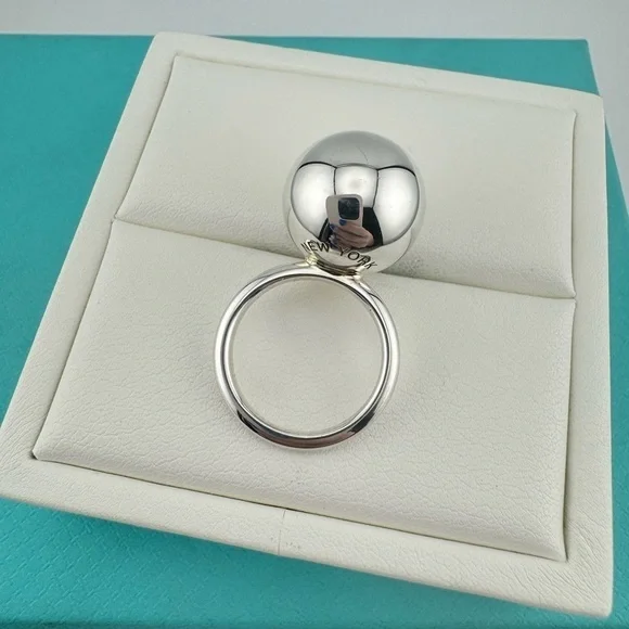 Tiffany & Co. 15.75mm Hardwear Ball Ring in Sterling Silver Size 5