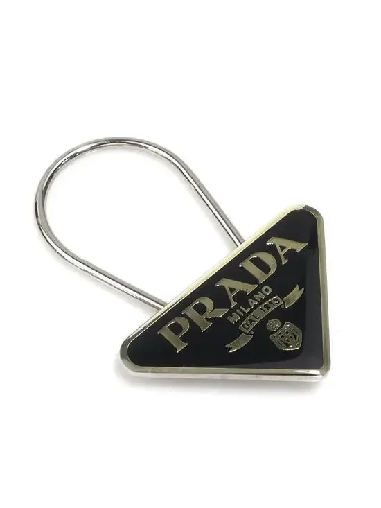 Auth Prada Key Ring Black/Silver Metal #280438P17B