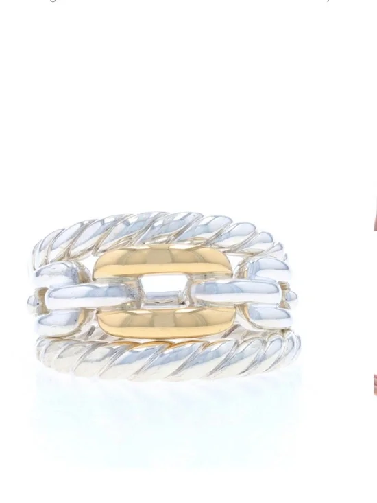 DAVID YURMAN Band Ring Silver and Yellow Gold