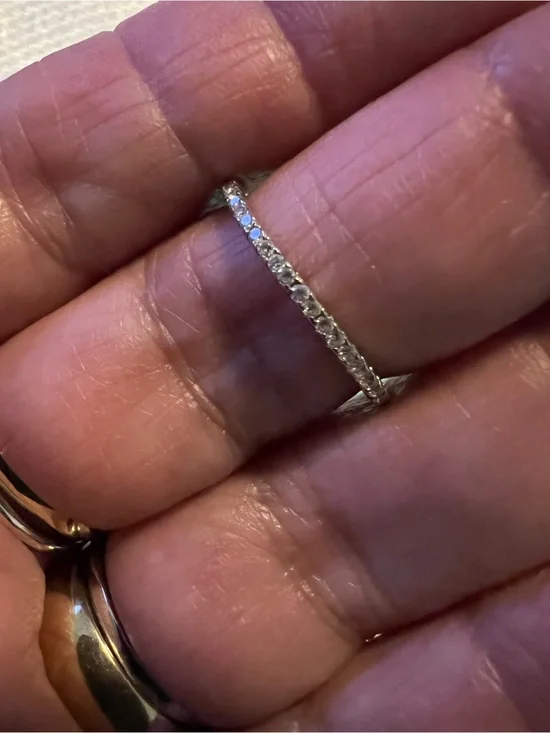 Silver Pavé Stackable CZ Eternity Band - Silver