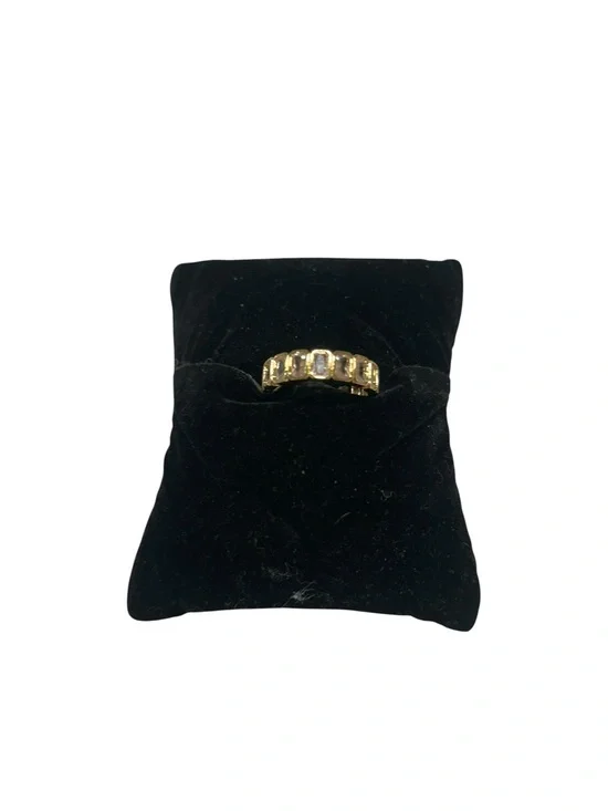 Gold Baguette-Style Crystal Band Ring -size 9