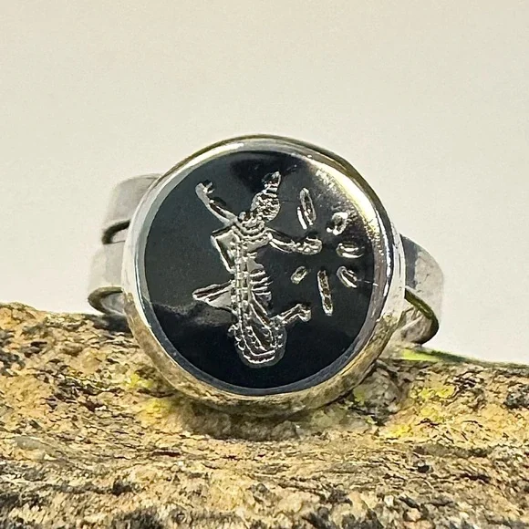 Vintage Siam Sterling Silver Niello Dancer Ring