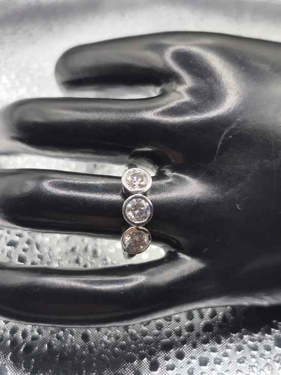 Bezel-Set Triple Stone Moissanite Ring