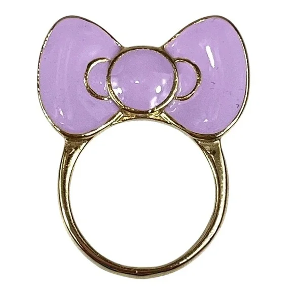 Hello Kitty Inspired Custom Purple Bow Enamel‎ Kawaii Ring Size 5.5
