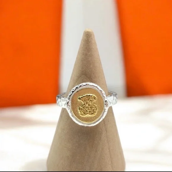 7.5  Elegant Gold and Silver Women's Ring 925