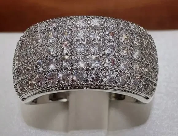 Silver Pave Ring SZ 9 NEW