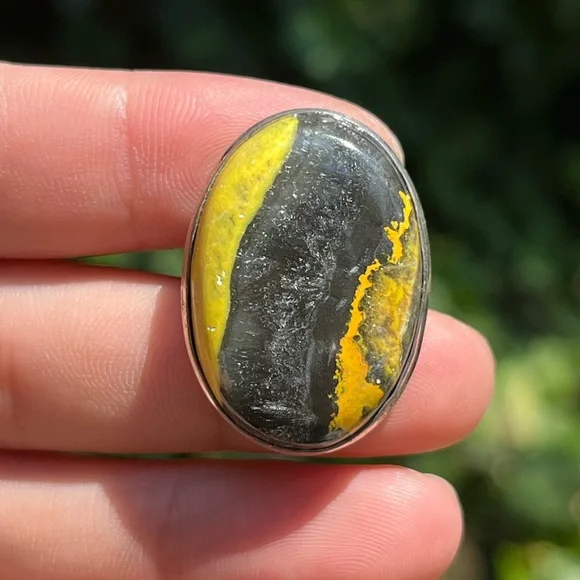 Size 8.25 925 solver plated‎ bumblebee Jasper ring