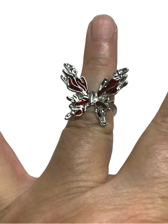 Red Butterfly Statement Ring -