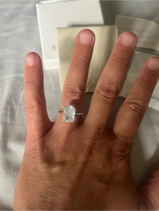 OBJKT Jewelry Radiant Emerald-Cut Solitaire Ring in Silver