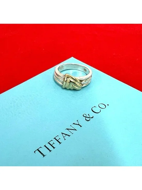 Tiffany & Co Signature Ring 925 Sterling Silver Gold