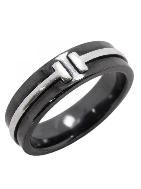 Tiffany & Co Ring T Two 925 Sterling Silver Titanium Black
