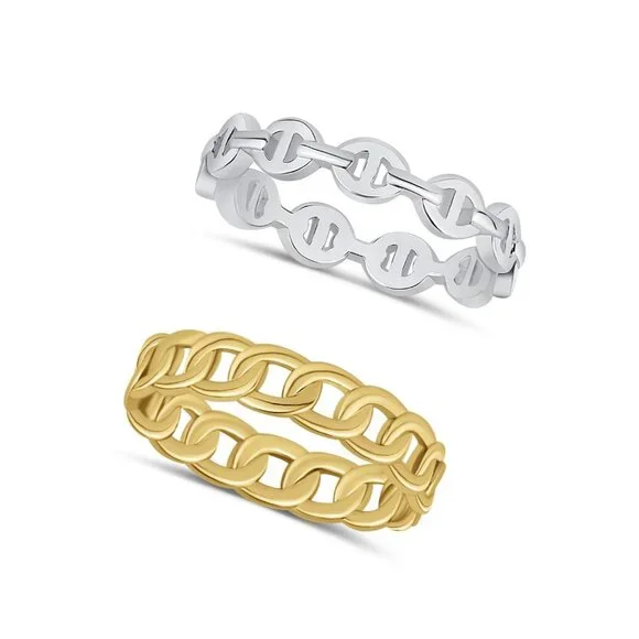 And Now This 18K Gold/Silver Over Brass Womens Size 8‎ Duo Stackable Rings