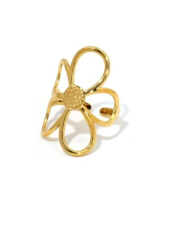 New - Chunky Thumb Rings For Women, Minimalist Big Hollow Flower Curve‎ Geometry