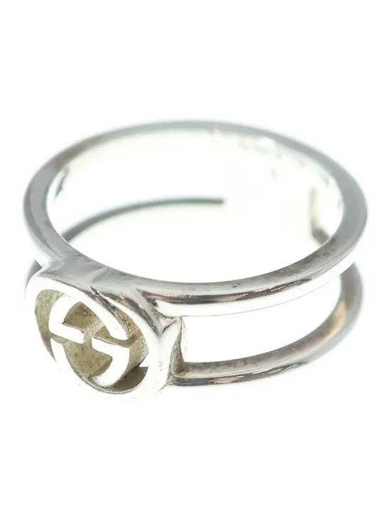 Gucci GG Interlocking Ring Logo Silver