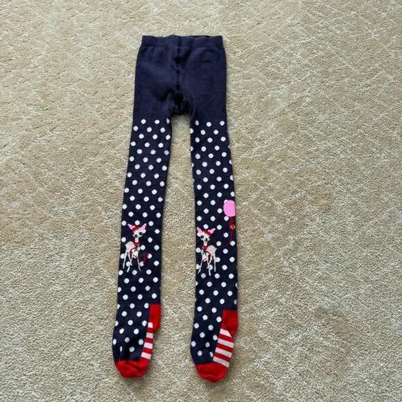 H&M Girl's Navy Polka Dot Chihuahua Tights - 4-6 years