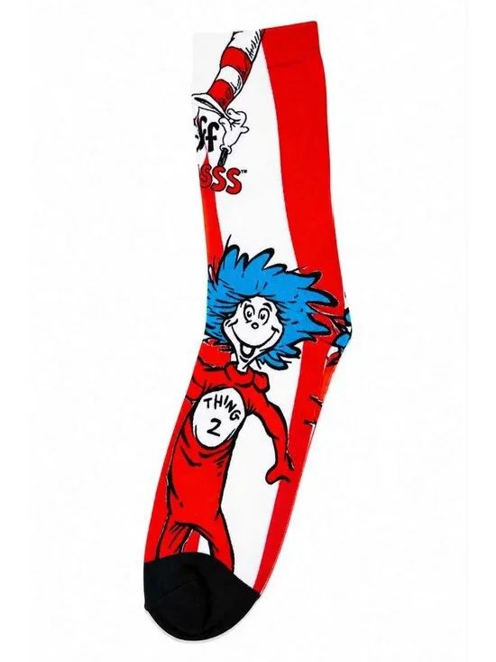 Dr. Seuss Thing 2 Crew Socks Colorful Novelty Socks Fun Character Socks for Kids