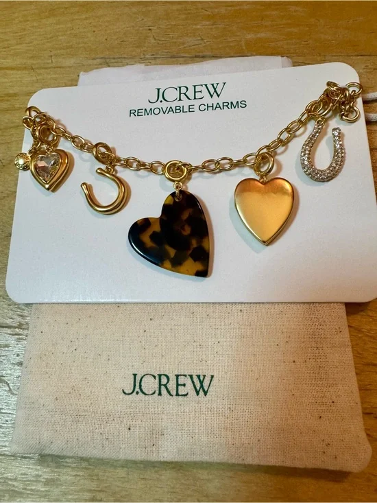 NWT J.Crew Removable Heart Charm Bracelet  #jcrew #bracelet #charms