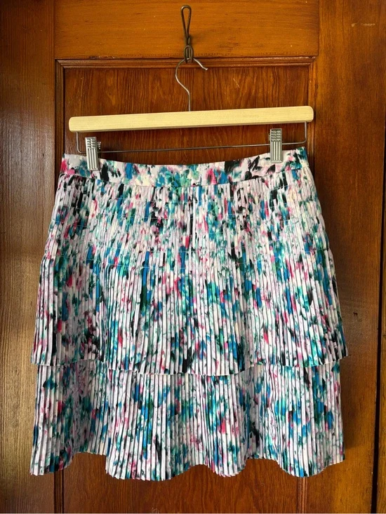 JCrew: Pleated Tiered Abstract Floral Print Skirt
