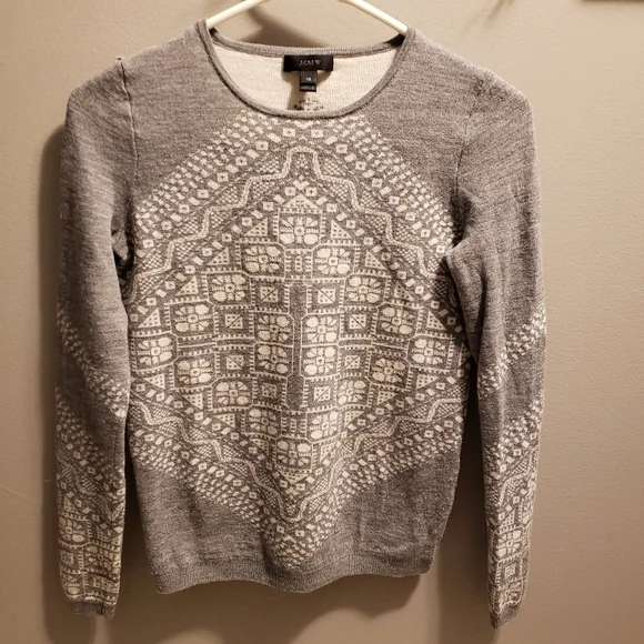 J. Crew Womens knit gray/white sweater