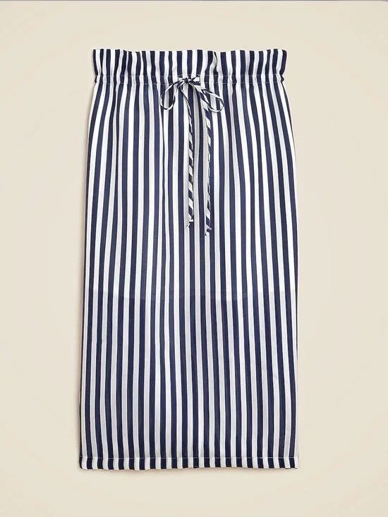 J. Crew Navy and White Striped Midi Skirt