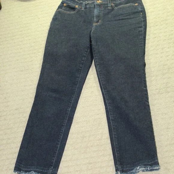 J. Crew Size 28 Essential Straight Raw Hem Dark Wash Blue Jeans