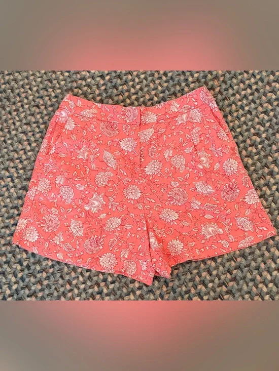 J Crew Linen Cotton Coral Shorts sz 10