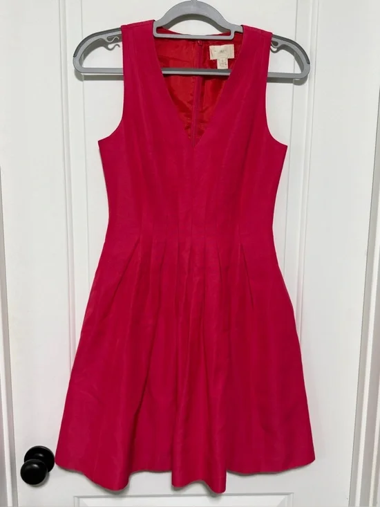 J.Crew Kami Dress in Classic Faille Pink V-Neck Fit & Flare With Pockets!