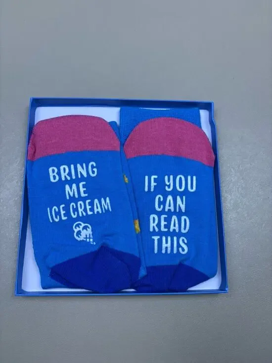 Happypop Funny Ice Cream Socks Gift Series Blue Pink Novelty Crew Socks NIB