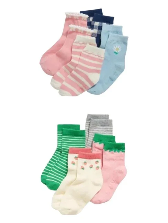 Old Navy Toddler Girls Crew Socks Size 4T-5T 8 Pairs New