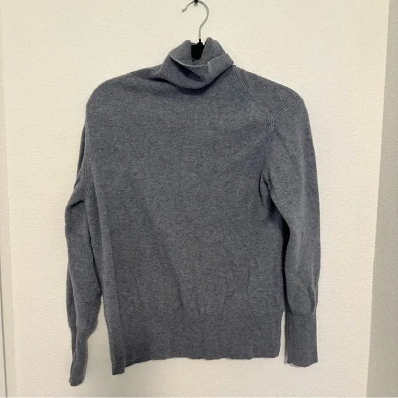 J Crew Cashmere Fold Over Turtlen Sweater Light Blue Gray Color Size Small Women