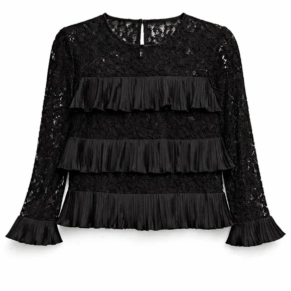 J.Crew Romantic Goth Ruffle Blouse Womens Medium Petite Dark Academia Witchcore