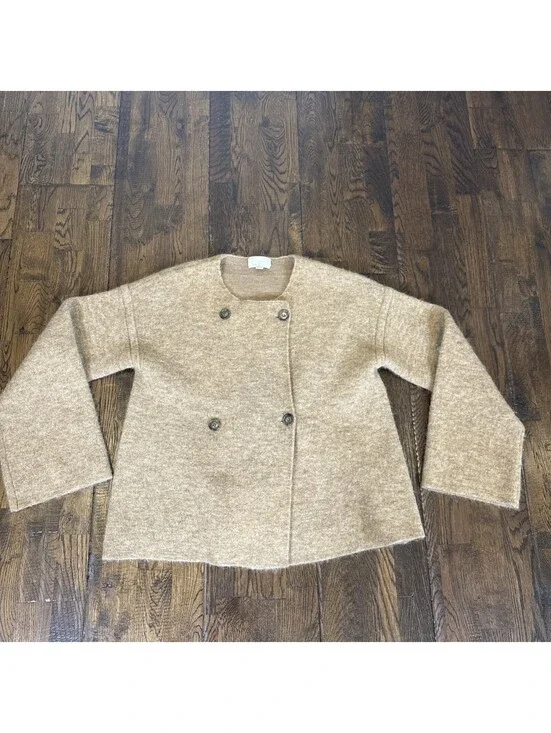 J crew Collection Beige Wool Alpaca Blend Double-Breasted Sweater Jacket Small
