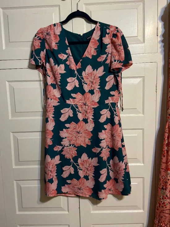 J.Crew Dress Green with Pink Floral Design