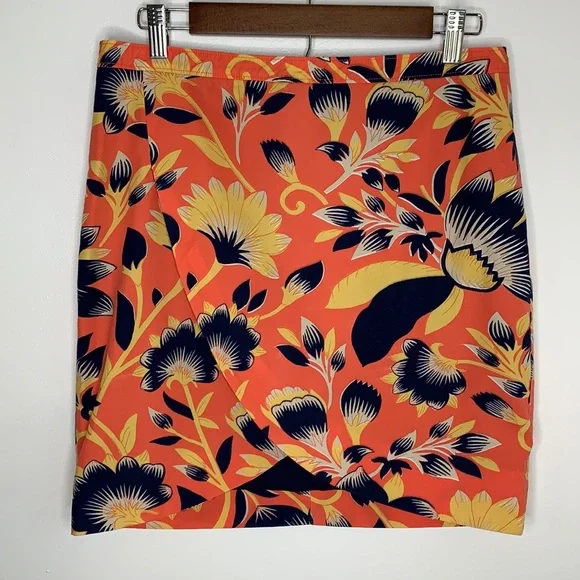 J Crew Tropical Print Short Faux Wrap Skirt size 12