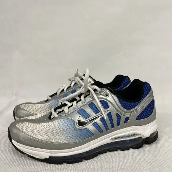 Men's sz 8 Rare Nike Air Max “White And Grey” Blue Silver 2008  354824-104 shoe