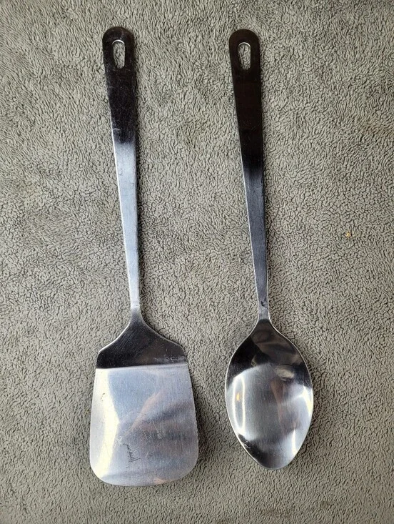 Wolfgang Puck Cafe Collection Stainless Steel Utensils Serving Spoon & Flipper