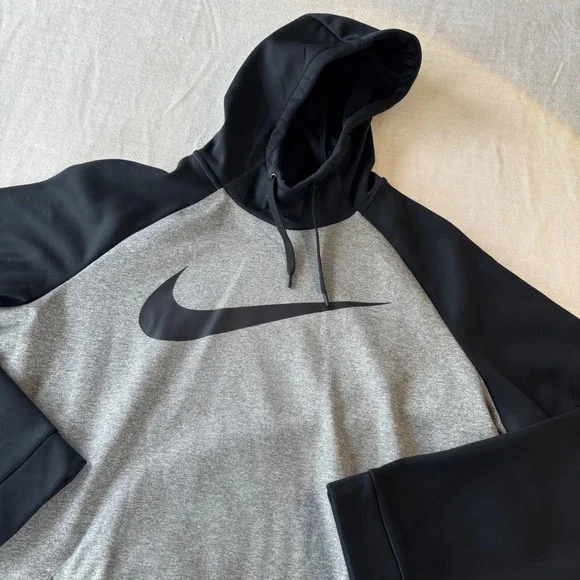 Nike Dri-FIT Mens XLT‎ Grey Black Colorblock Swoosh Training Hoodie 931991-063