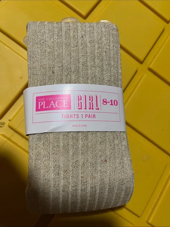The Children's Place Girls Ribbed Shimmery Tights - Beige