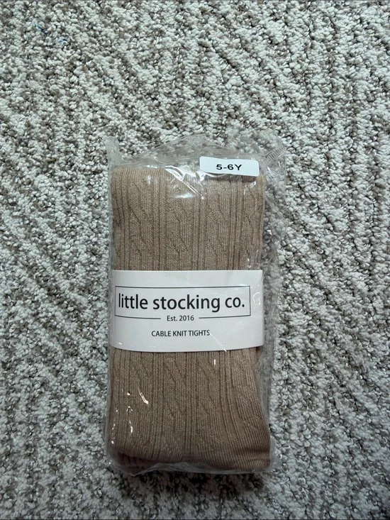 little stocking co. Kids Cable Knit Tights in Tan